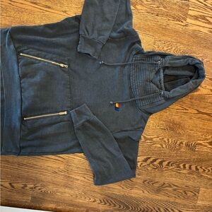 Aviator Nation Charcoal Hoodie with Yellow Detail